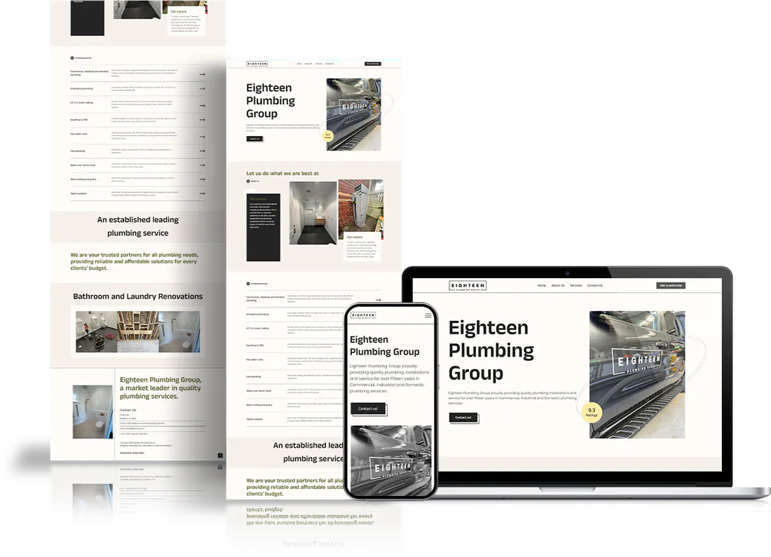 Website project shown on desktop, tablet and phone