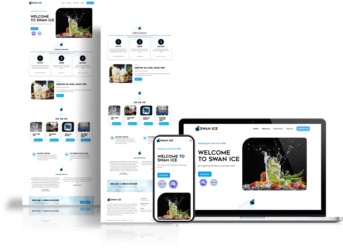 Website project shown on desktop, tablet and phone